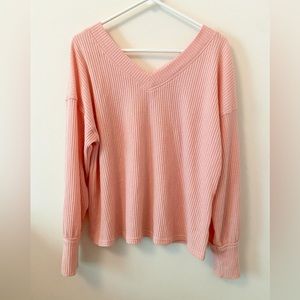 💖 SHEIN Pink V-Neck Knit Sweater (XL)